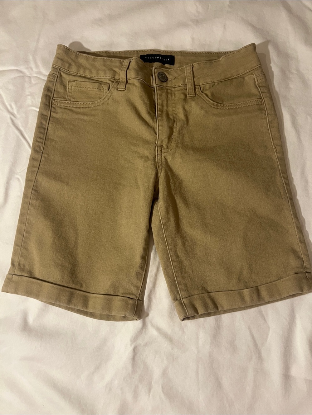 Aeropostale Women's Khaki Rolled-Hem Bermuda Shorts
